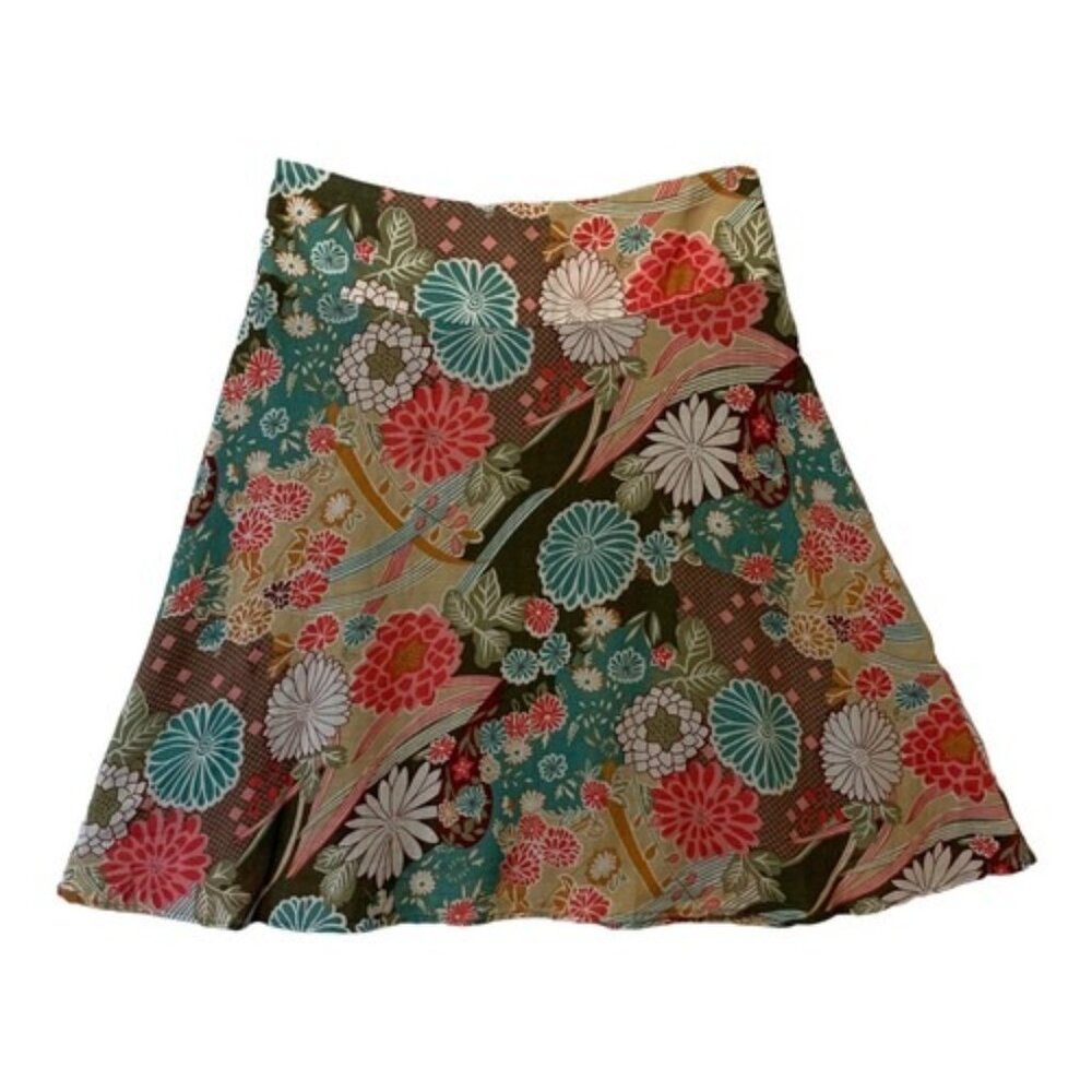 Wet Seal Y2K Floral A-Line Skater Skirt Lined Knee Length Small